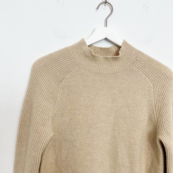 Banana Republic Wool Blend Mock Ribbed Sweater Top Quiet Luxury Winter Tan Small - Picture 3 of 10